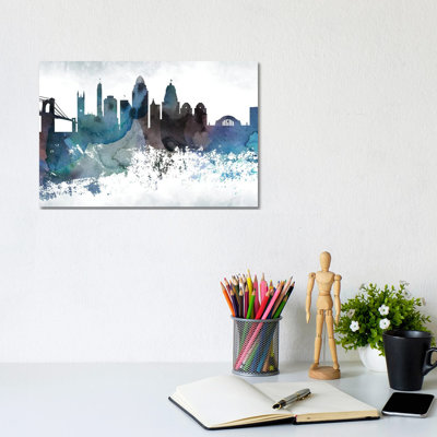 Cincinnati Bluish Skyline 1 Piece Wrapped Canvas Painting