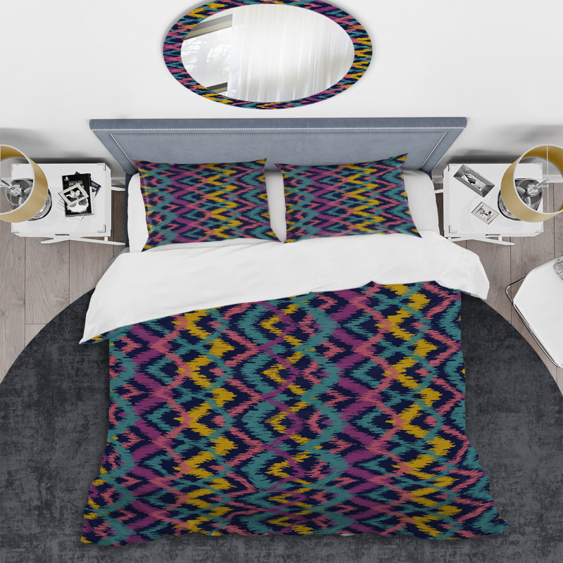 Ensemble de housse de couette à motif violet, Housse de couette pour très grand lit et 2 très
