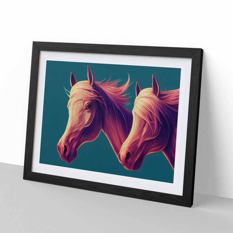 Dashing Horses - Framed Print, Black, 25cm H x 34cm W x 2cm D