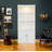 78.75'' H 4-Tier Farmhouse Bookcase Freestanding Display Shelf, 5-Color Dimmable Ceiling Light, Adjustable Glass Shelves & Storage Doors for Living Room Home Office Decor-763457698