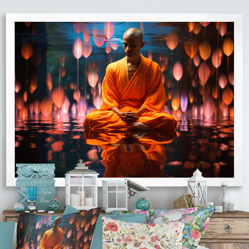 Vipassana Insight Meditation sur impression sur toile, Cadre simple blanc, H 24 po x l 32 po x P 1 po
