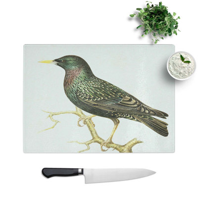 Glass European Starling by Von Wright Chopping Board