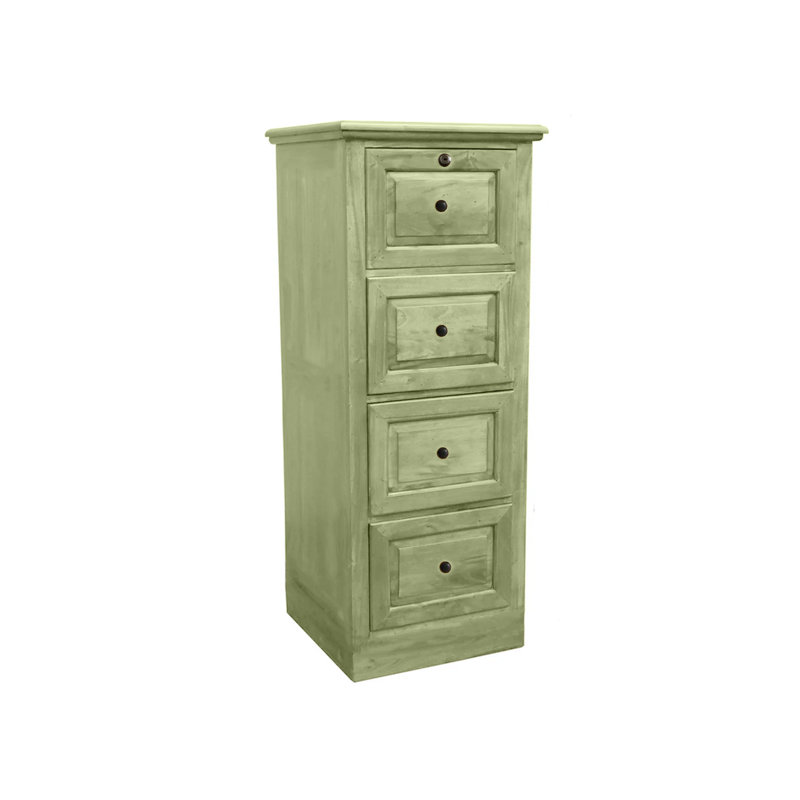 Savannah Traditional Solid Wood 4 Drawer File Cabinet, Summer Sage