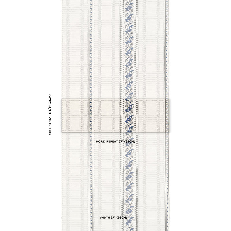 Schumacher X Rita Konig Serena Stripe Wallpaper, Blue
