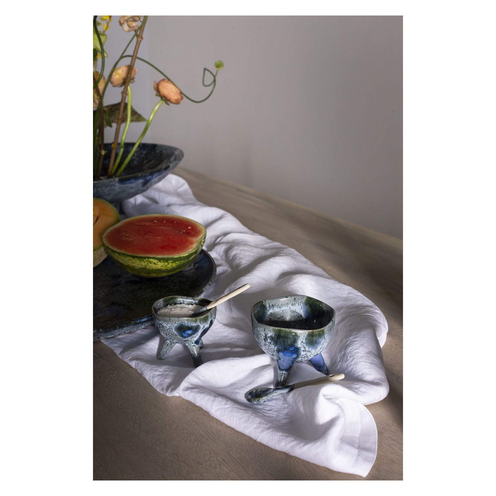 Yalina Ceramic Salt Cellar, 2.75" H x 3" W x 3" D
