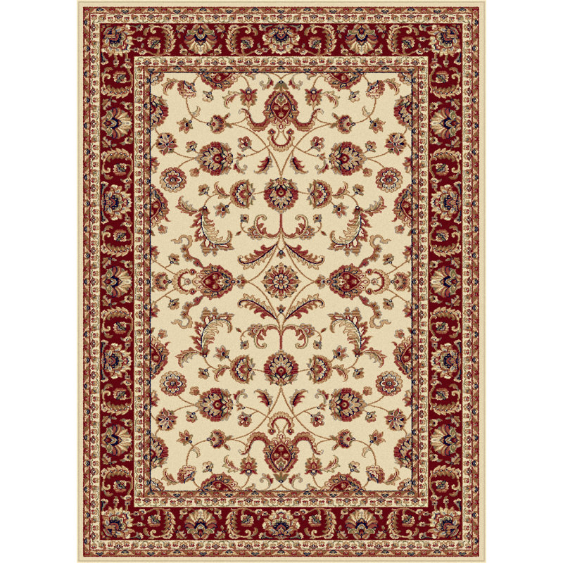 Clarence Oriental Beige Area Rug - Beige/Red, Rectangle 5'3" x 7'3"