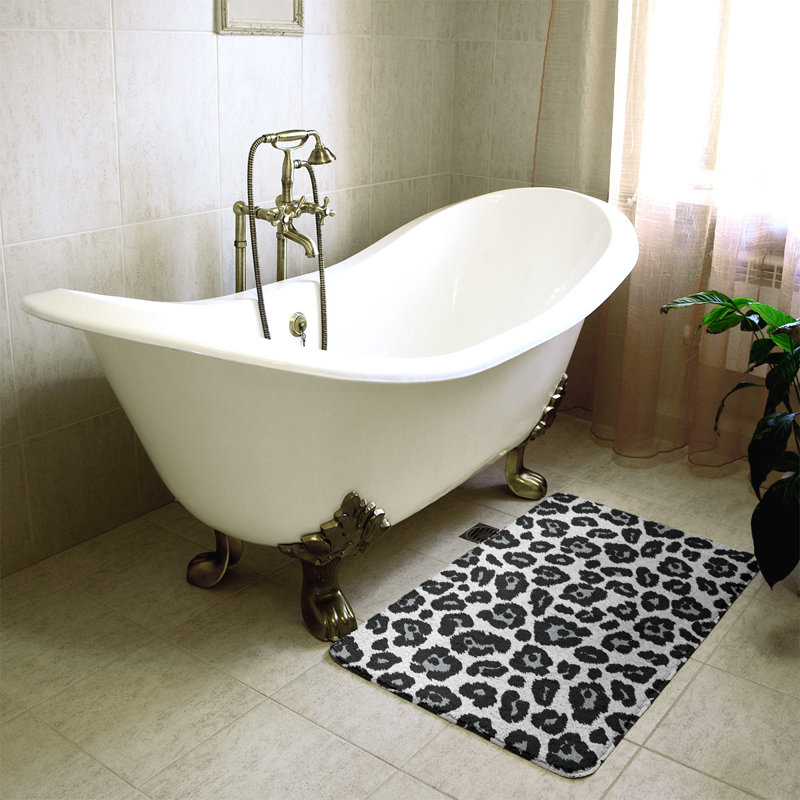 Tapis pour salle de bain Oakland, H 0,5 po x l 17 po x L 24 po, Blanc / argent / noir