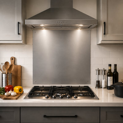 29.5"x 29.5" Stainless Steel Backsplash for Stove & Range Hood -Ultra Flat Splatter Guard for Kitchen Wall, Backsplash Panel with Pre-Drilled Holes