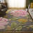 Madhava Hand Knotted Wool/Cotton Floral Rug in Black/Yellow/Pink-1668874361