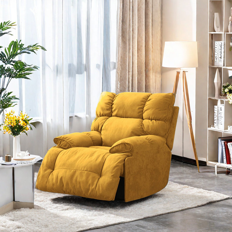 Fauteuil inclinable pivotant rembourré Talaja, Jaune