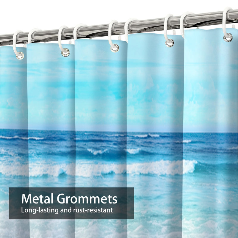 Rideau de douche avec 12 crochets Beach, L 72 po x l 72 po