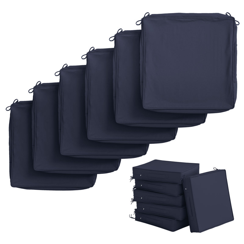 Outdoor  3'' Non-Slip Cushion Cover Water-Repellent Seat Cushion Slipcover With Portable Carry Handle., Navy, 3"