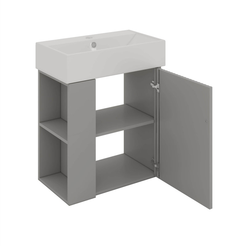 21.6" Floating Bathroom Vanity With Sink, Left Side Open Storage