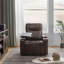 Fauteuil inclinable Power Motion avec port de charge USB et rangement à bras cachés, 2 porte-gobelets pratiques et plateau pivotant à 360 °, brun
