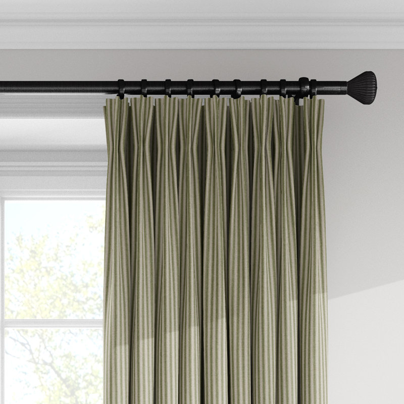 Ticking Stripe 100% Cotton Striped Room Darkening Pinch Pleat Single Curtain Panel, Walnut, 40" W x 84" L