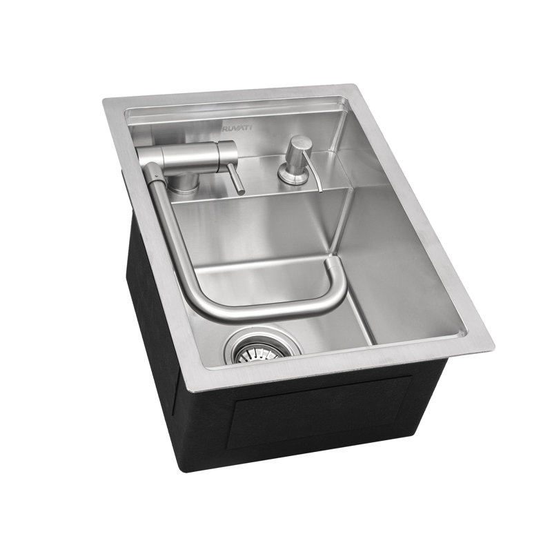 Ruvati 20 inch Stainless Steel RV Sink With Concealed Faucet and Soap Dispenser,  Stainless Steel