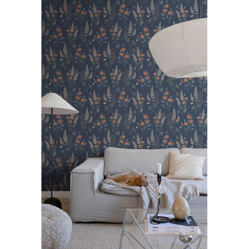Villa Dalaro 2 Floral Wallpaper Roll, Classic Blue