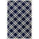 Tapis bleu foncé / ivoire en laine touffeté à la main à motif géométrique Sanyiah