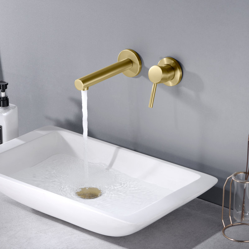 SUMERAIN Bathroom Sink Faucet, Ssingle Handle Wall Mount Lavatory Faucet, Bathroom Vanity Faucet With Brass Rough-in Valve with Left-Handed