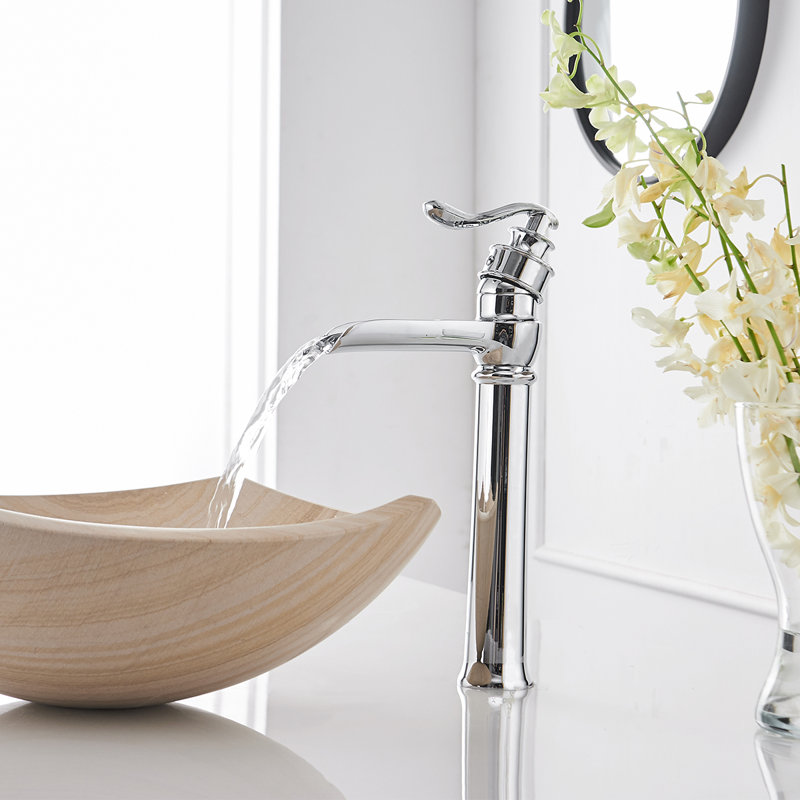 Waterfall Single Hole Single-Handle Vessel Bathroom Faucet, Polished Chrome
