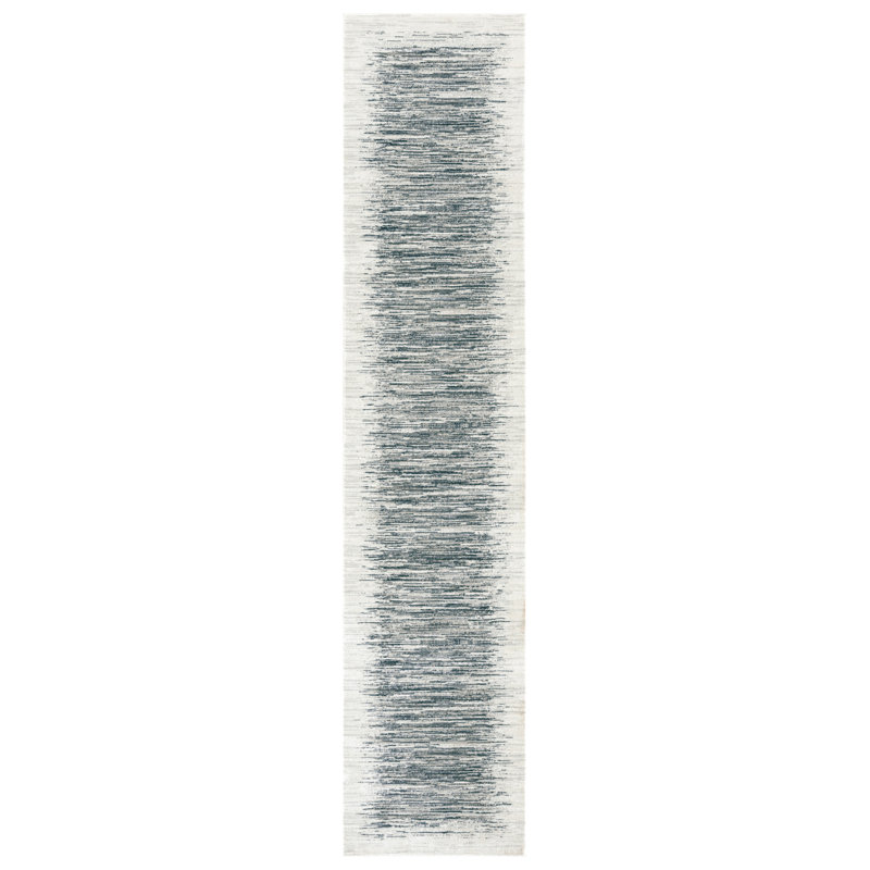DKNY Grand Street 2'2" x 10' Ivory Blue Modern Indoor Rug, Runner 2'2" x 10'