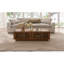 Table basse en bois massif de style Mid-Century moderne avec tiroirs de rangement à lattes, table basse rectangulaire en bois à profil bas, table de rangement cachée de style maison de campagne pour le salon