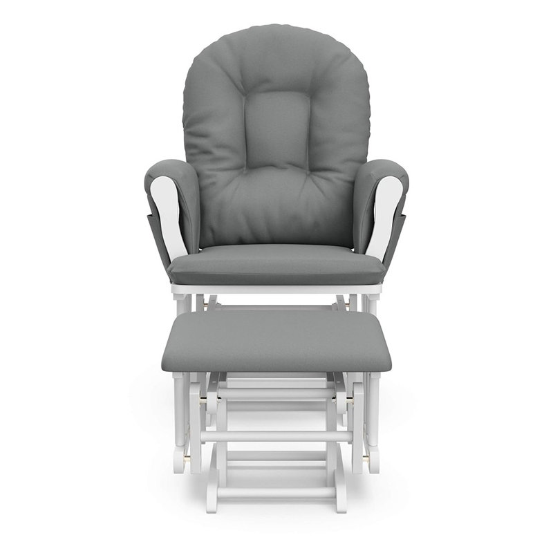 Fauteuil oscillant avec repose-pieds Hoop, Blanc, gris