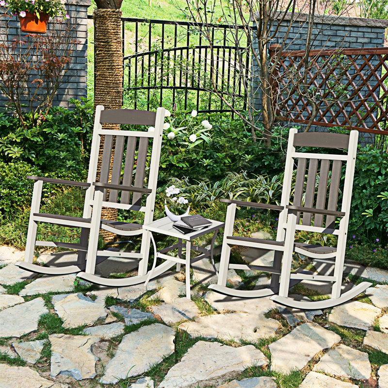 Ensemble de 3 chaises berçantes d'extérieur
