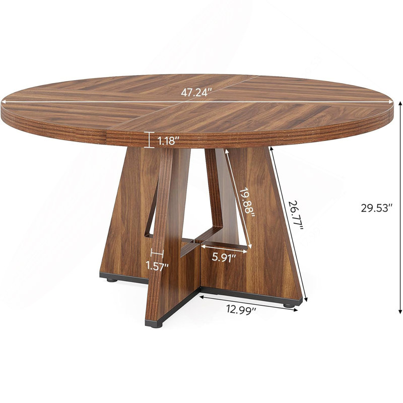 Table de salle à manger ronde de 47 pouces, Noyer