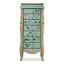 Armoire à bijoux rectangulaire verte en bois massif et manufacturé