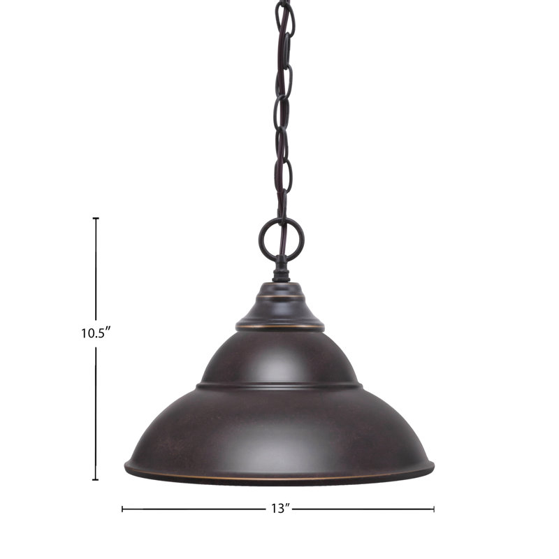 Luminaire suspendu en métal à double chaîne avec suspension Aeronwen, H 10,5 po x l 13 po, Granit foncé, Granit foncé