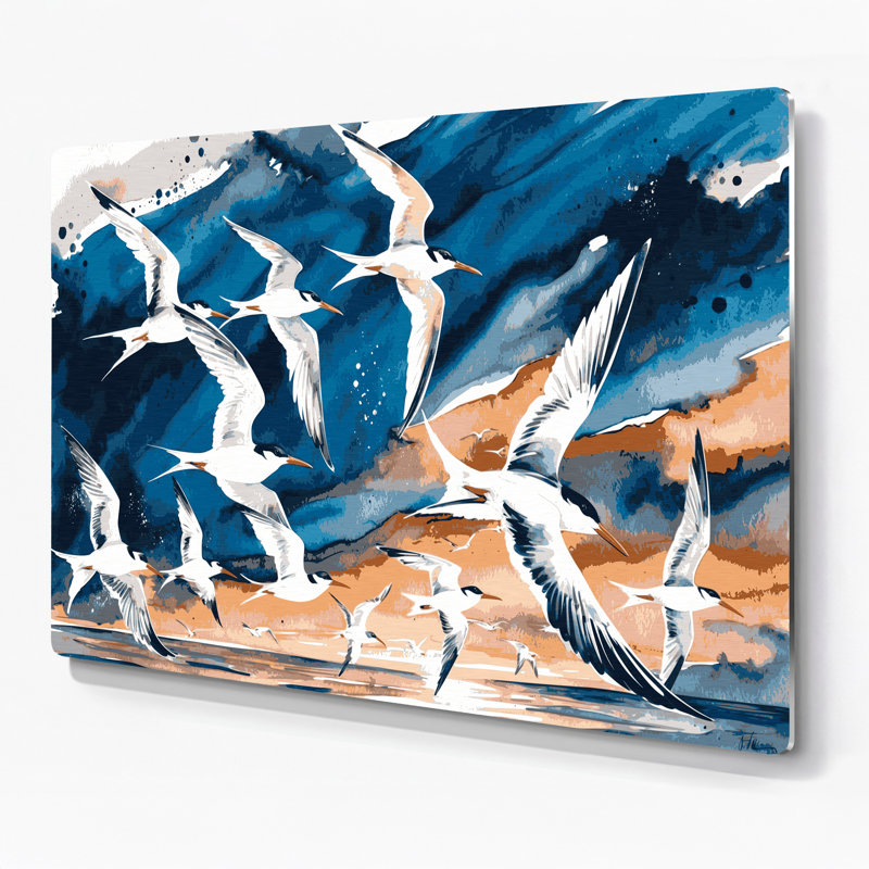 Art mural en métal, oiseaux, sterne, H 11 po x l 14 po
