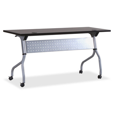 Rectangle Flip Top Training Table with Casters and Modesty Panel and Cable Management