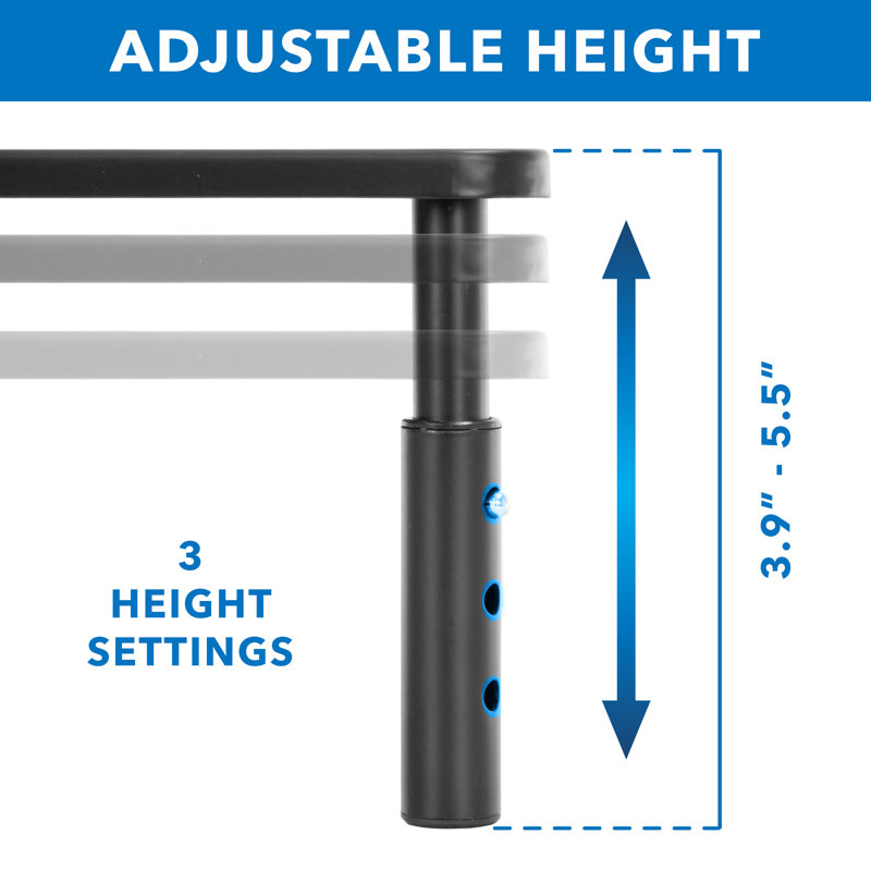 Mount-It! Height Adjustable Metal Monitor Riser 2-Pack Fits Up to 32" Screens, 44 Lbs. Capacity