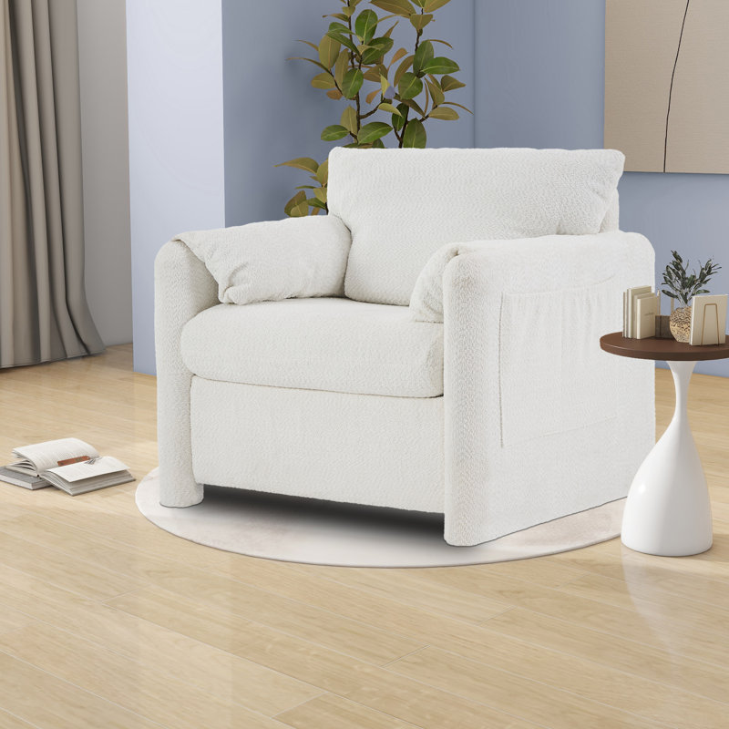 Élégant fauteuil simple avec coussin en chenille doux - Fauteuil d'appoint confortable pour le salon, la chambre à coucher et le bureau