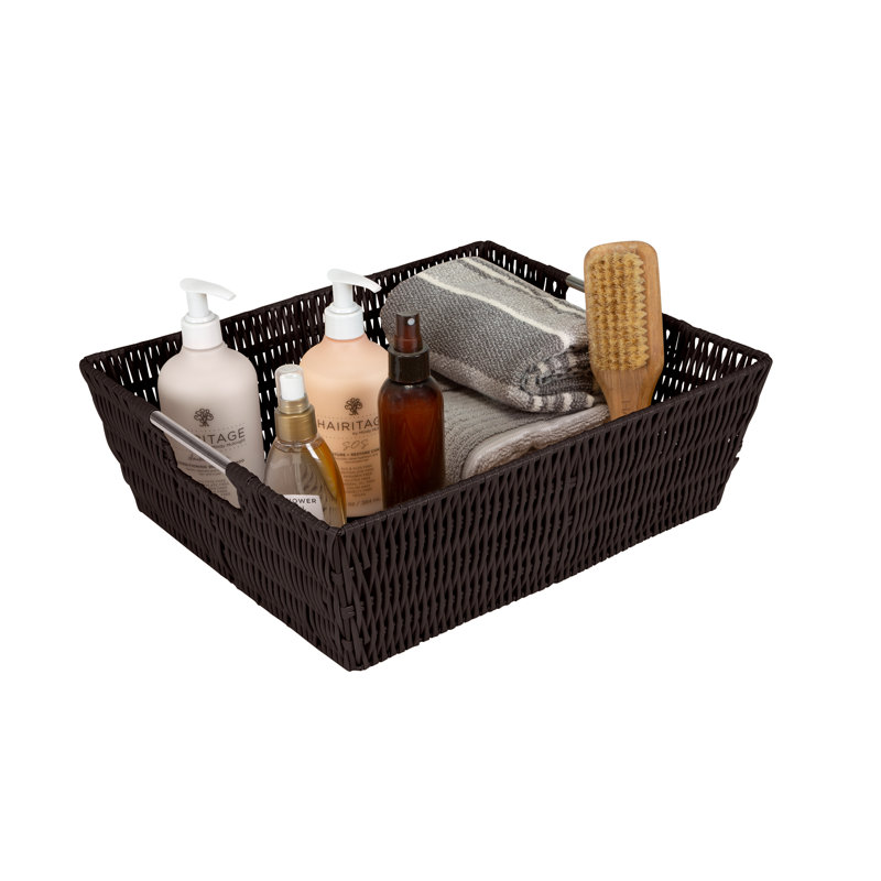 Simplify Plastic Box, Brown, 5" H x 13" W x 15" D