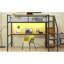 Lit mezzanine pleine grandeur en métal avec bureau, escalier de rangement, petite armoire, éclairage à DEL confortable et élégant-1126487573