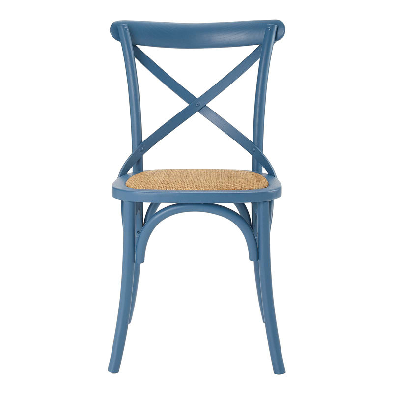 Harbor Rustic Cross-Back Solid Elm Wood Dining Side Chair