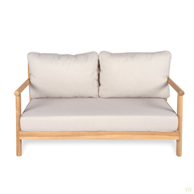 Patio Acacia Wood Loveset Sofa With Water-Resistant Cushion