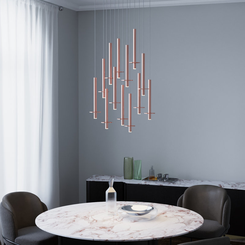 Luminaire suspendu géométrique Zakaryan, Cuivre, 9 lumières