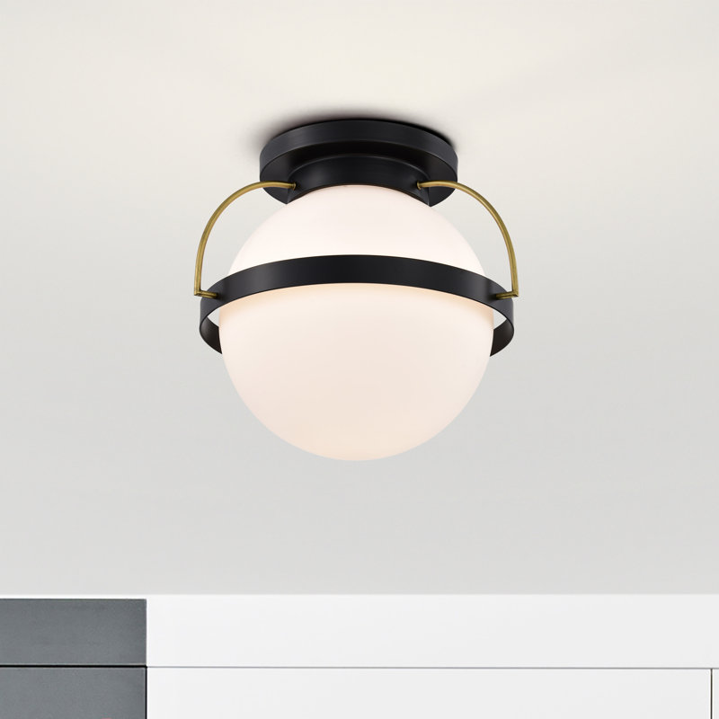 Plafonnier encastré en verre Orleans, Noir mat, H 15,63 po x l 18 po x P 18 po