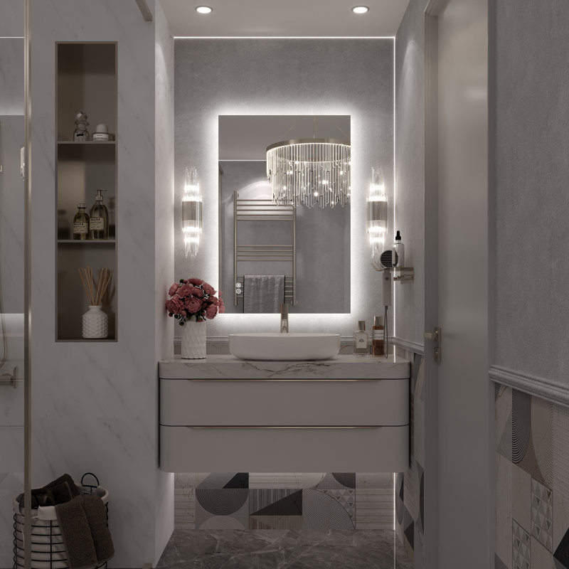 Molly Rectangle/Round/Oval LED Anti-Fog Tempered Glass Wall Bathroom Vanity Mirror - UL Certified, 36" x 24", Rectangle