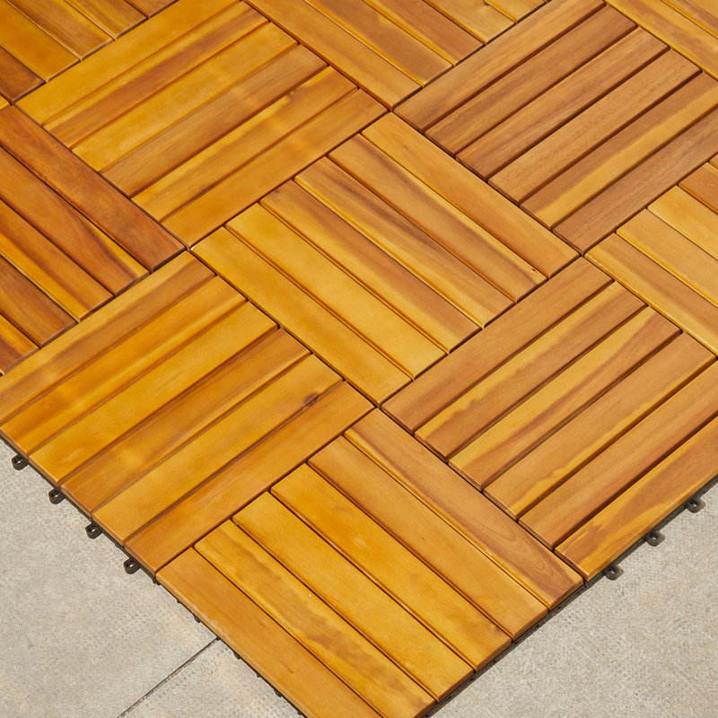 12'' L x 12'' W Wood Interlocking Deck Tile