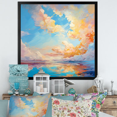 Turquoise, nuage, charme vif - imprimé