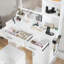 Ensemble de coiffeuse, bureau de coiffeuse avec tabouret, miroir lumineux à DEL et station de charge Lavin, blanc-2038880987
