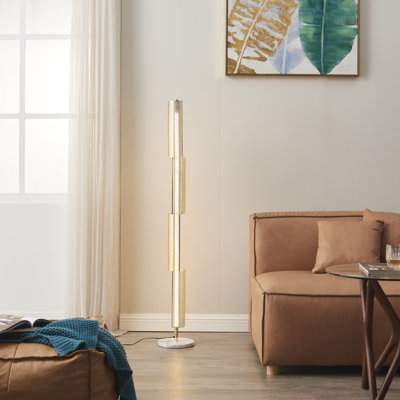 Lampe sur pied à DEL 3 lumières avec abat-jour cylindrique en métal Callie