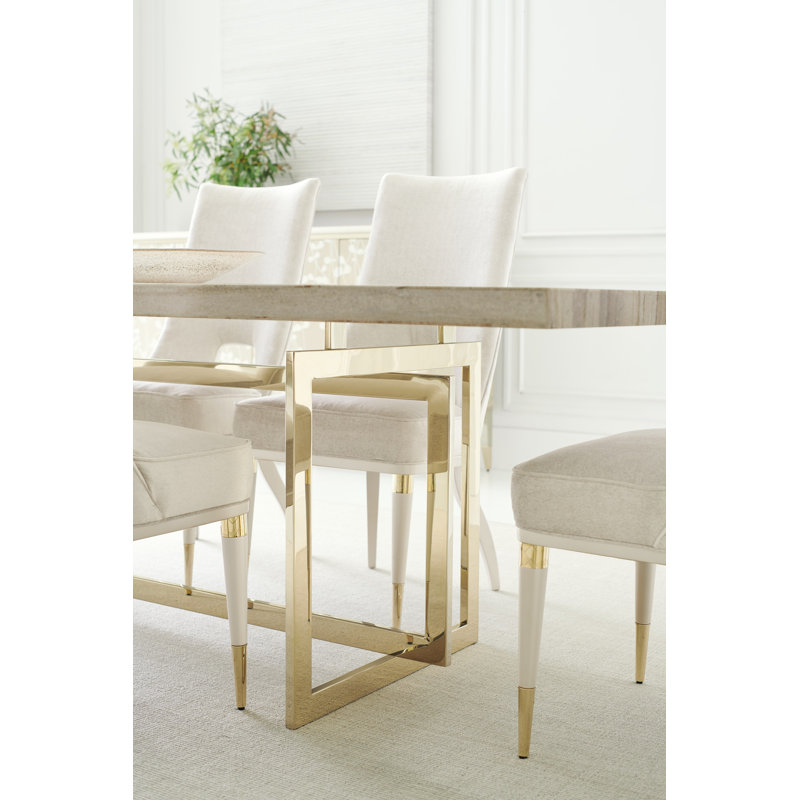 Wish You Were Here Stone Dining Table, Cream, Gold