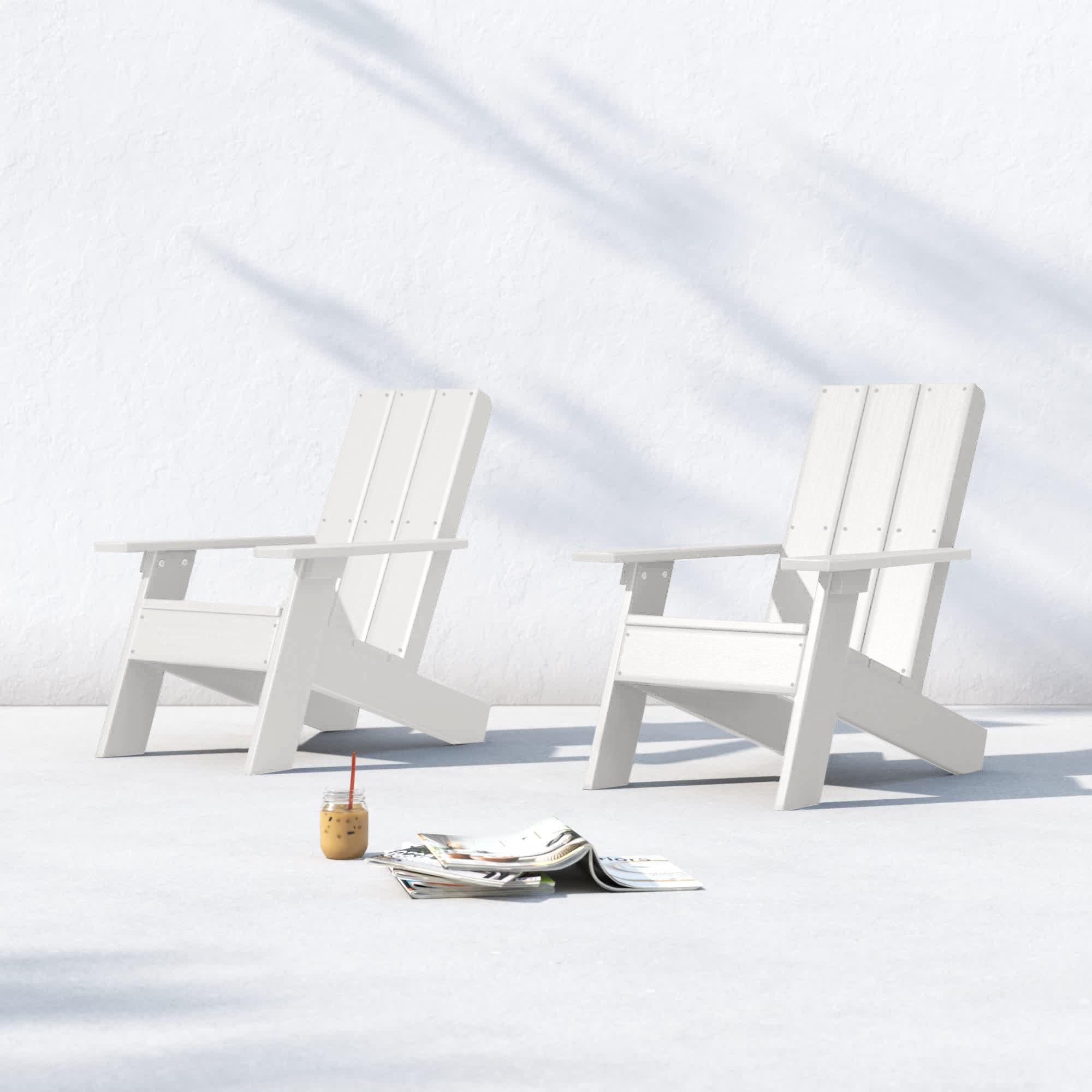Byrnes Outdoor Adirondack Set, White