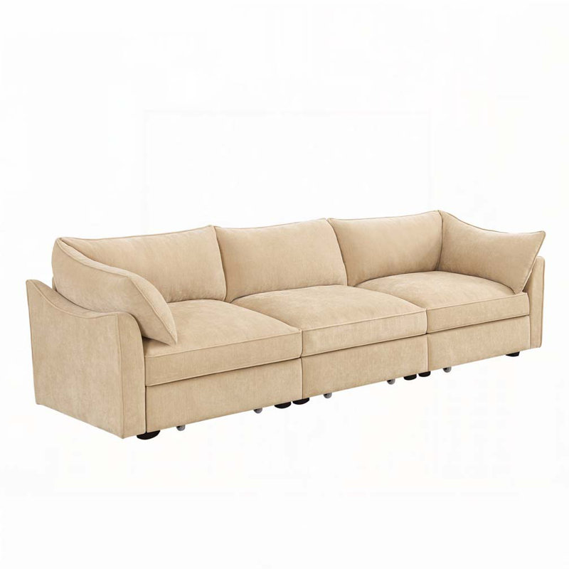 Causeuse en chenille 3 places avec excellent espace de rangement, H 31,4 po x l 112,6 po x P 34,2 po, 3, Blé