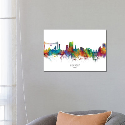 Newport Wales Skyline by Michael Tompsett - Wrapped Canvas Gallery-Wrapped Canvas Giclée